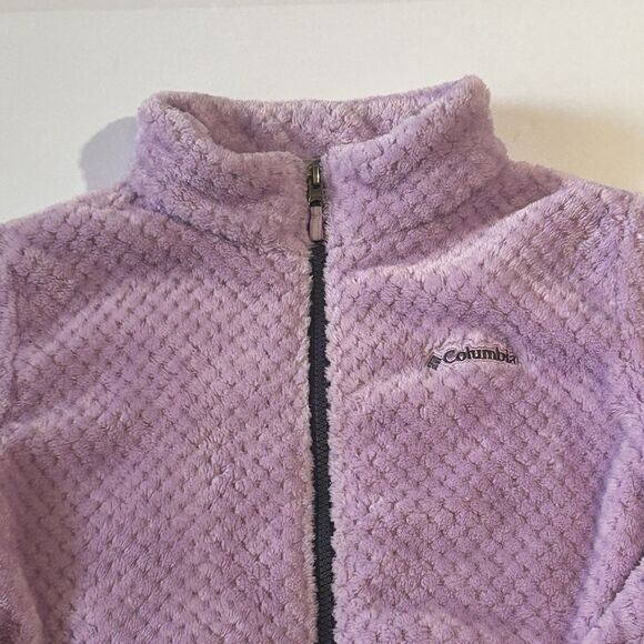 Columbia Fire Side Jacket Girls L Purple/ Lavender Full Zip Fleece Mock Neck - Picture 2 of 15